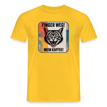 Kaffee Katzenhumor - Männer T-Shirt - Gelb - Vorne - AI Model Male 178 dark (178cm)