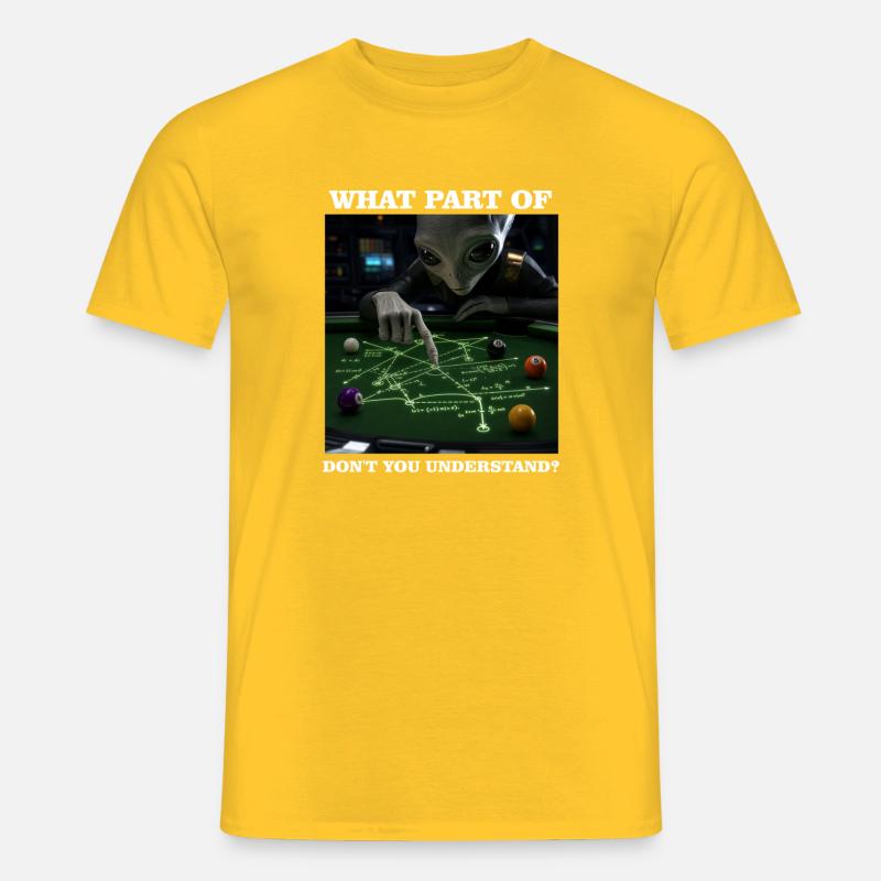 Billard-Physik-Alien-Nerd-Billardspieler - Männer T-Shirt - Gelb