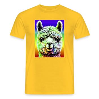 Alpaca - Men's T-Shirt - yellow - Front - AI Model Male 178 dark (178cm)