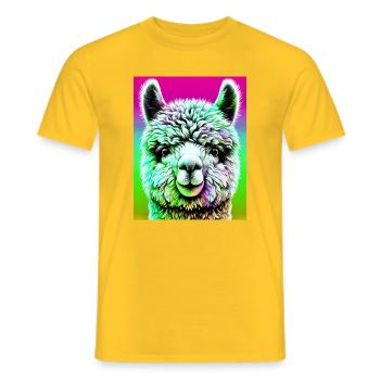 Alpaca - Men's T-Shirt - yellow - Front - AI Model Male 178 dark (178cm)