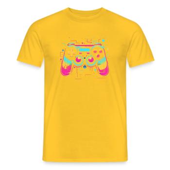 Game Controller Retrowave Look - Men's T-Shirt - yellow - Front - AI Model Male 178 dark (178cm)