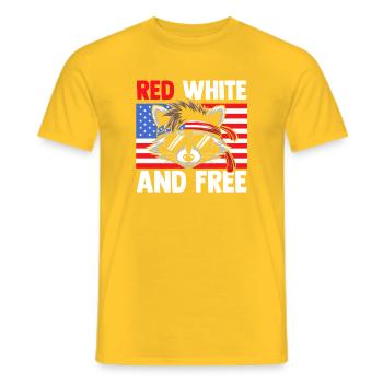 Patriotic Raccoon American Flag Trash Panda - Men's T-Shirt - yellow - Front - AI Model Male 178 dark (178cm)