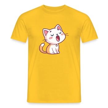Chat chanteur kawaii pastel - T-shirt homme - jaune - Devant - AI Model Male 178 dark (178cm)