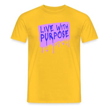 Live With Purpose Motivation Sense Mindset Saying - Men's T-Shirt - yellow - Front - AI Model Male 178 dark (178cm)
