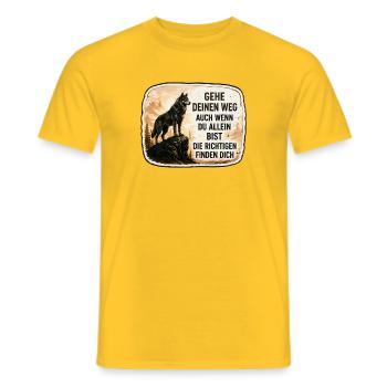 Gehe deinen Weg – die Richtigen finden dich - Männer T-Shirt - Gelb - Vorne - AI Model Male 178 dark (178cm)