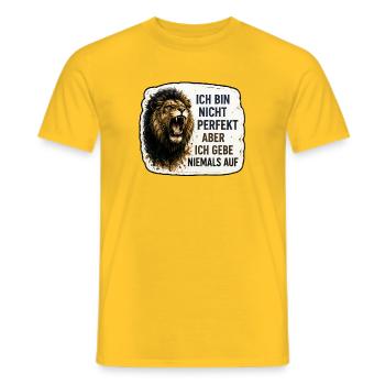 Ich bin nicht perfekt – aber ich gebe niemals auf - Männer T-Shirt - Gelb - Vorne - AI Model Male 178 dark (178cm)