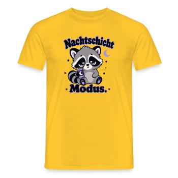 Nachtschicht Waschbär Modus - Männer T-Shirt - Gelb - Vorne - AI Model Male 178 dark (178cm)