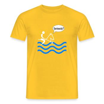 Wave Rider Seriously? - Men's T-Shirt - yellow - Front - AI Model Male 178 dark (178cm)