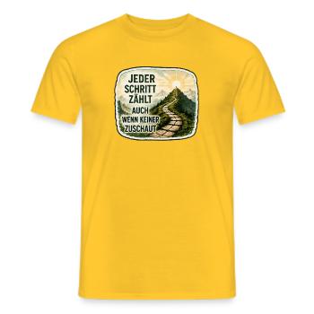 Jeder Schritt zählt – auch wenn keiner zuschaut - Männer T-Shirt - Gelb - Vorne - AI Model Male 178 dark (178cm)