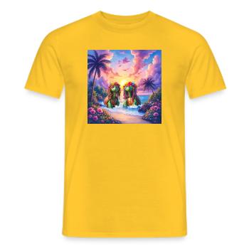 Tropical turtles at sunset - Men's T-Shirt - yellow - Front - AI Model Male 178 dark (178cm)