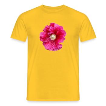Hollyhock_in_Rain - Men's T-Shirt - yellow - Front - AI Model Male 178 dark (178cm)