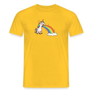 La licorne crache de l’arc-en-ciel dans les nuages - T-shirt homme - jaune - Devant - AI Model Male 178 dark (178cm)