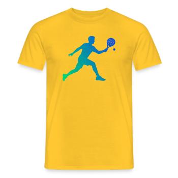 Geschenkidee für Padel Tipps Fans mit Indoor Padel - Männer T-Shirt - Gelb - Vorne - AI Model Male 178 dark (178cm)