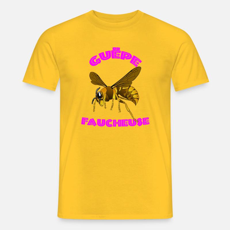 Vector Reaper Wespe – Rosa Bogendesign - Männer T-Shirt - Gelb