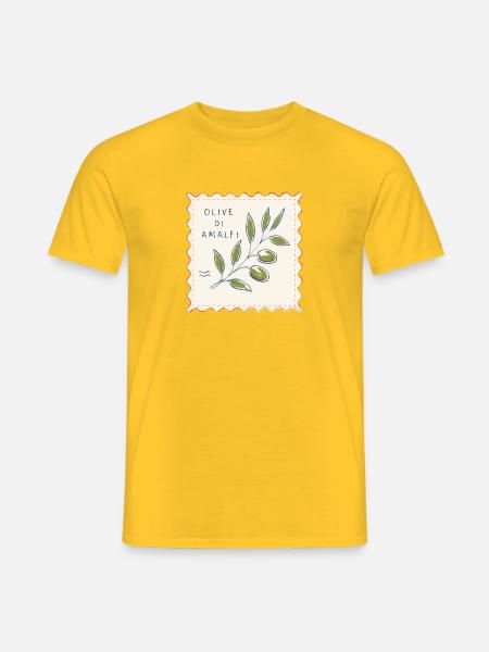 Amalfi Olive Zweig Illustration - Männer T-Shirt - Gelb