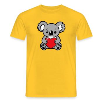 Süßer Koala mit Kawaii-rotem Herz - Männer T-Shirt - Gelb - Vorne - AI Model Male 178 dark (178cm)