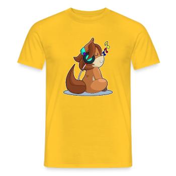 Horse Headphones Music - Men's T-Shirt - yellow - Front - AI Model Male 178 dark (178cm)
