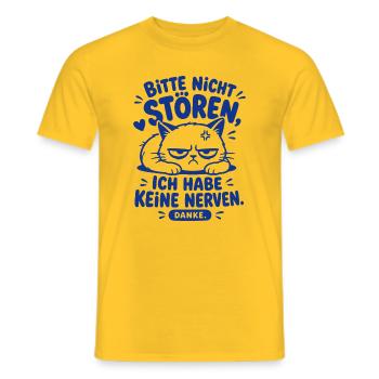 Bitte Nicht Stören Katze Humor - Männer T-Shirt - Gelb - Vorne - AI Model Male 178 dark (178cm)
