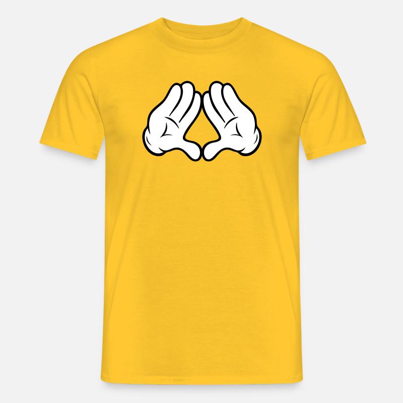 Comic Style Hands Diamond Pyramid Triangle Diamond - Men's T-Shirt - yellow