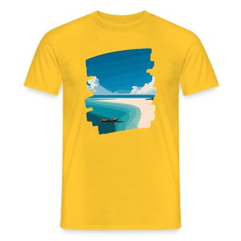 Photo de plage - T-shirt homme - jaune - Devant - AI Model Male 178 dark (178cm)