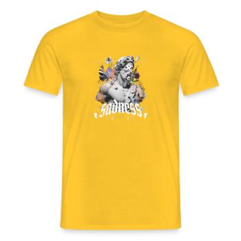 Trauermotiv Statue mit Schmetterlingen - Männer T-Shirt - Gelb - Vorne - AI Model Male 178 dark (178cm)