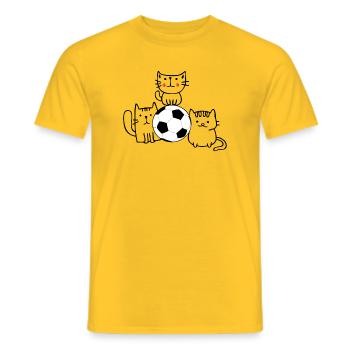 Katzen mit Fußball - Männer T-Shirt - Gelb - Vorne - AI Model Male 178 dark (178cm)