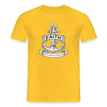 Faith is the anchor of the soul. Just asked. - Men's T-Shirt - yellow - Front - AI Model Male 178 dark (178cm)