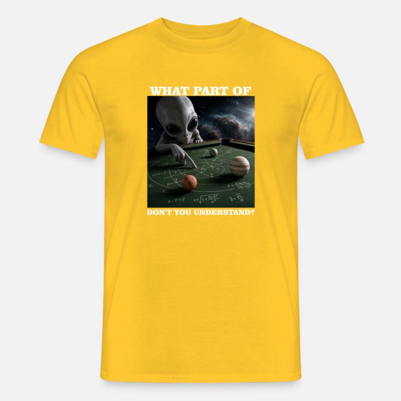 Billard-Physik-Alien-Nerd-Billardspieler - Männer T-Shirt - Gelb