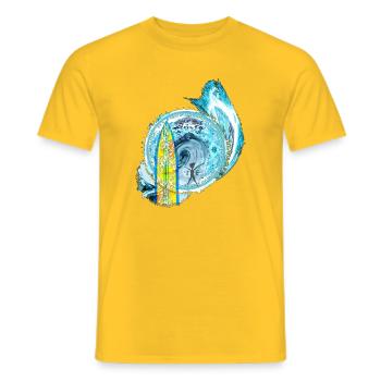 Surfboard Spirit wave circle - Men's T-Shirt - yellow - Front - AI Model Male 178 dark (178cm)