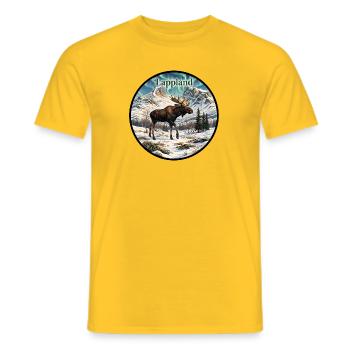 Lappland Elch mit Polarlichtern über Lapporten - Männer T-Shirt - Gelb - Vorne - AI Model Male 178 dark (178cm)