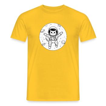 Katzen-Astronaut im Weltraum - Männer T-Shirt - Gelb - Vorne - AI Model Male 178 dark (178cm)