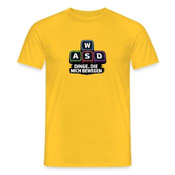 WASD Neon Dinge die mich bewegen PC - Männer T-Shirt - Gelb - Vorne - AI Model Male 178 dark (178cm)