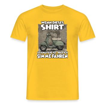 Nostalgie Simson T– Zweitakt-Liebe für Simson-Besi - Männer T-Shirt - Gelb - Vorne - AI Model Male 178 dark (178cm)