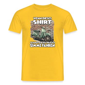 DDR Nostalgie Bekleidung für Simson-Fahrer Simme - Männer T-Shirt - Gelb - Vorne - AI Model Male 178 dark (178cm)