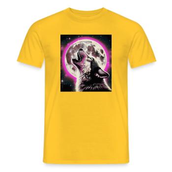 Wolf heult zum Vollmond - Männer T-Shirt - Gelb - Vorne - AI Model Male 178 dark (178cm)