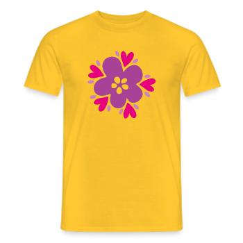 Yoga Blossom Flower Violet Mandala Heart Decoration Love - Men's T-Shirt - yellow - Front - AI Model Male 178 dark (178cm)