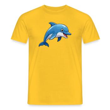 Laughing Dolphin Cartoon Blue - Men's T-Shirt - yellow - Front - AI Model Male 178 dark (178cm)