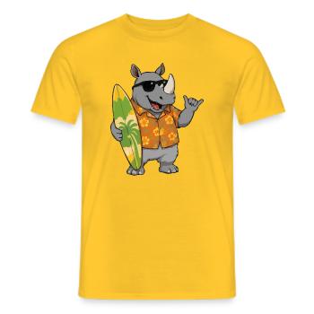 Surfer Rhino in Hawaiian Shirt - Men's T-Shirt - yellow - Front - AI Model Male 178 dark (178cm)