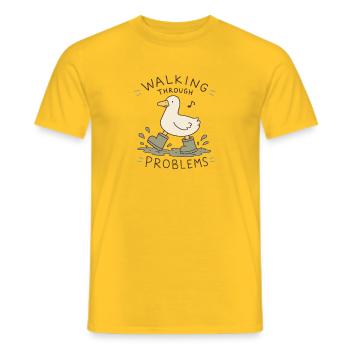 Duck Walking Through Problems - Men's T-Shirt - yellow - Front - AI Model Male 178 dark (178cm)