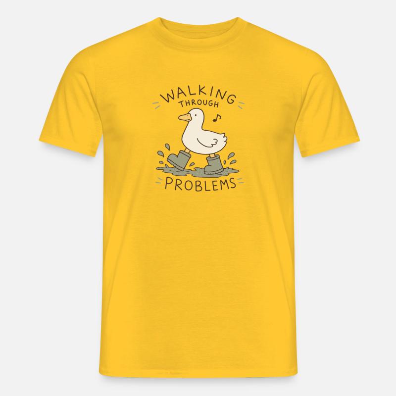Duck Walking Through Problems - Men's T-Shirt - yellow
