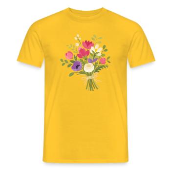 Bouquet coloré avec des fleurs printanières - T-shirt homme - jaune - Devant - AI Model Male 178 dark (178cm)