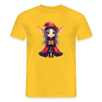 Rote Mantel-Weihnachtsfee - Männer T-Shirt - Gelb - Vorne - AI Model Male 178 dark (178cm)