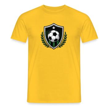 Panneau du logo du club avec ballon de football et laurier - T-shirt homme - jaune - Devant - AI Model Male 178 dark (178cm)