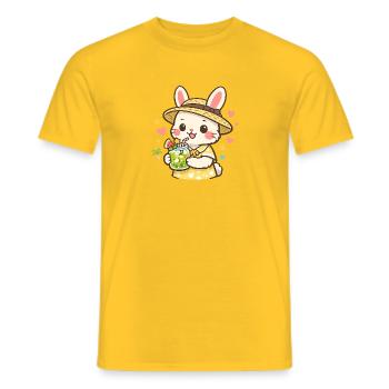 Lemonade bunny in straw hat - Men's T-Shirt - yellow - Front - AI Model Male 178 dark (178cm)