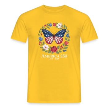 America 250 Patriotic Butterfly 4th of July - Men's T-Shirt - yellow - Front - AI Model Male 178 dark (178cm)