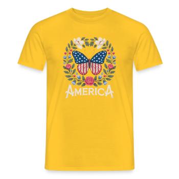 America 250 Patriotic Butterfly 4th of July - Men's T-Shirt - yellow - Front - AI Model Male 178 dark (178cm)