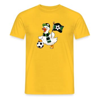 Football Goose Fan With Soccer Flag  - Men's T-Shirt - yellow - Front - AI Model Male 178 dark (178cm)