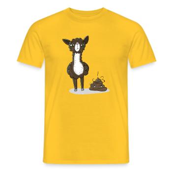 Llama with dung heap - Men's T-Shirt - yellow - Front - AI Model Male 178 dark (178cm)