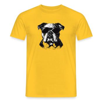 Bulldog with sunglasses - Men's T-Shirt - yellow - Front - AI Model Male 178 dark (178cm)