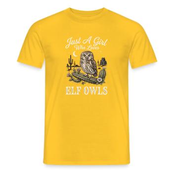 Nur ein Mädchen, das Elfenkäuze liebt - Männer T-Shirt - Gelb - Vorne - AI Model Male 178 dark (178cm)